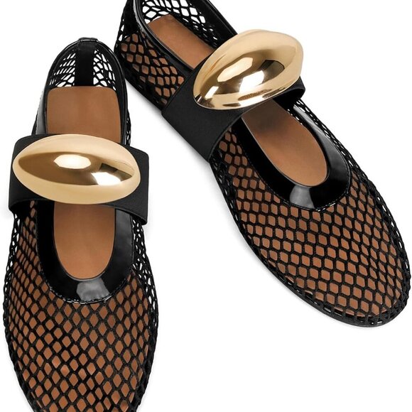 Mesh Ballet Flats Women Breathable Casual Office Shoes Rubber Sole - Picture 4 of 6